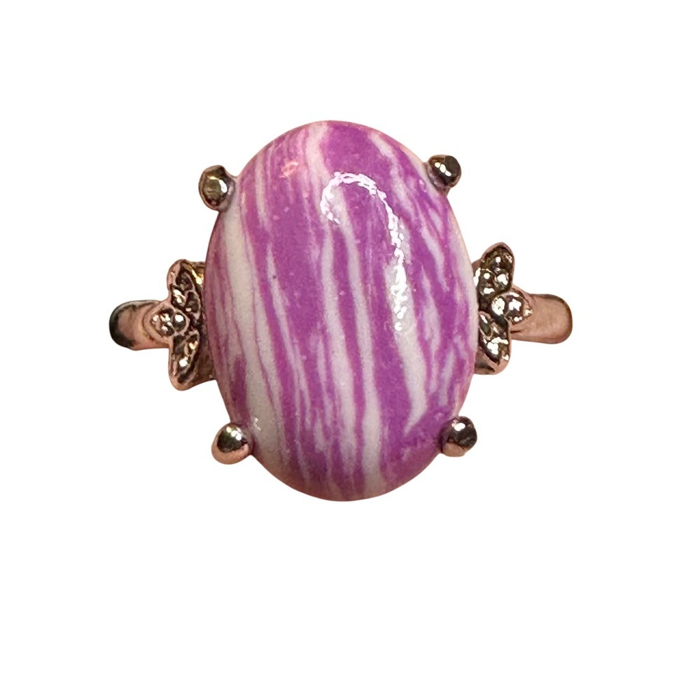 Purple swirl statement ring silver plated size 6.75